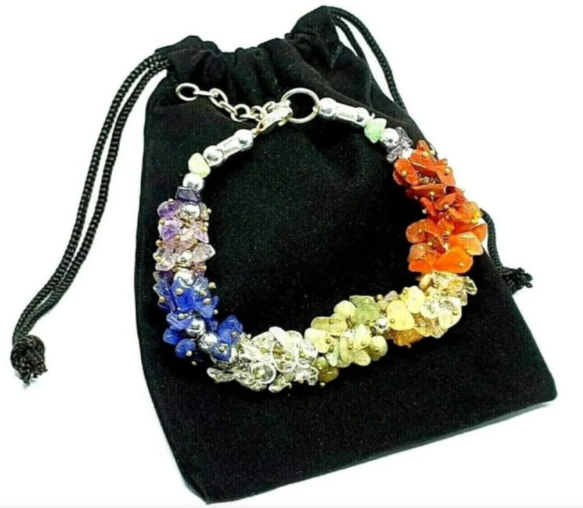 Fancy Seven Chakraa Chips Bracelet, Adjustable Clasp