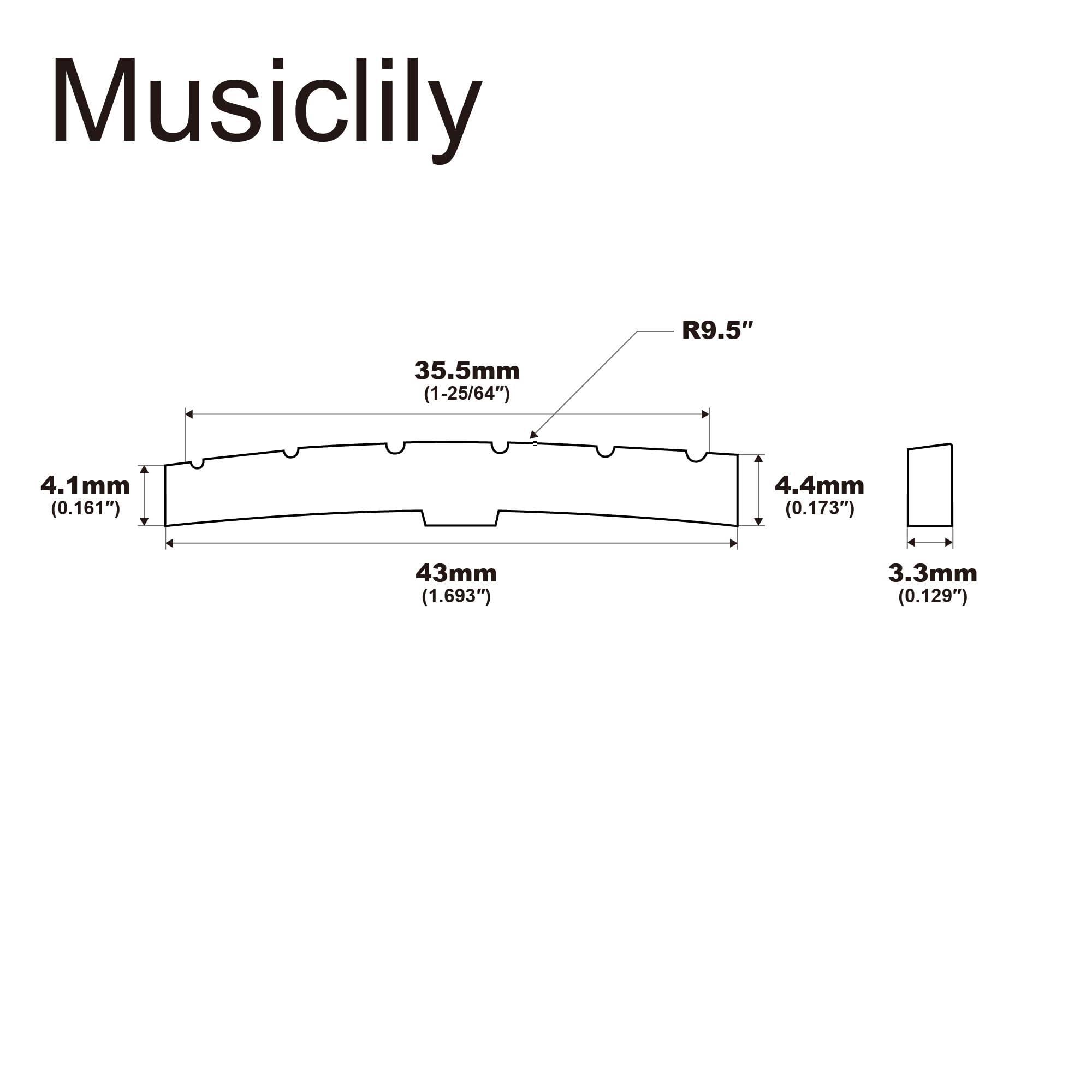 Amazon | Musiclily Pro 43mm 牛骨ナット弦溝加工済みボーン