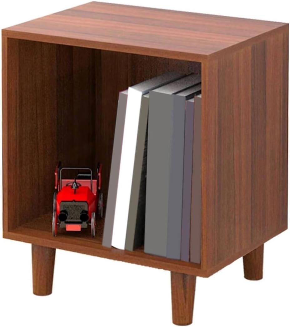 CD Storage Rack Low Open CD Record Cabinet Wooden Storage Bookcase Bedside Table with Feet