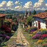 Diamond Art Flor, DIY Diamond Painting Iglesia 5D Cuadro Diamantes Manualidades Adultos DIY Pintura de Diamante Cuadrado Strass Mosaico Painting per Decorazioni Casa Pareti, Regalo 40x40cm 0-F743
