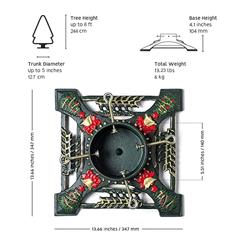Ventray Christmas Tree Stand With Water Reservoir, 13.66X13.66X5.51 Inches,Classic Heavy Duty Universal Xmas Tree Artificial Trunks Stand Pine Tree Base Holder For Real Trees,Deer #TOP1