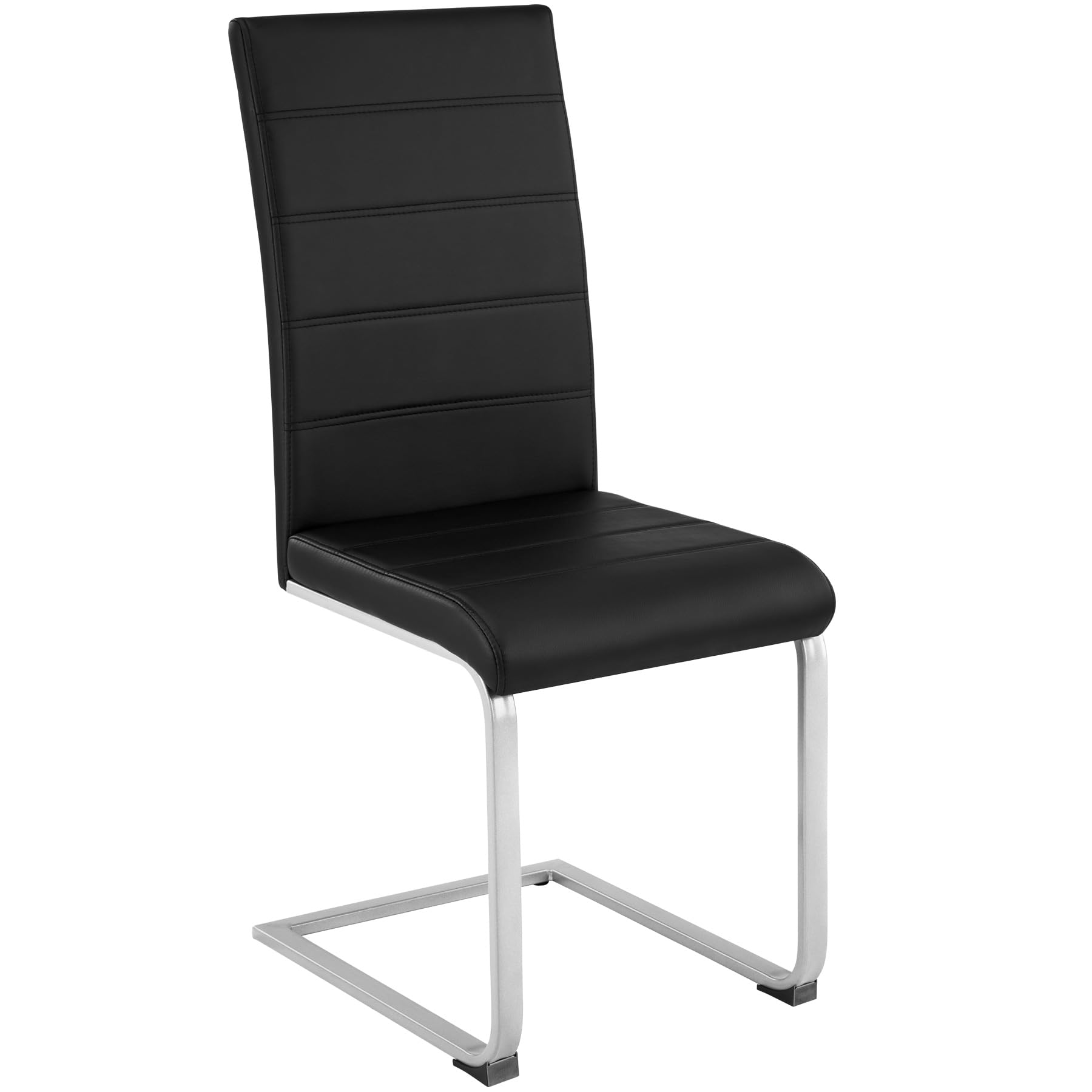 tectake® Set di 2 Sedie Sala da Pranzo, Schienale Ergonomico, Poltroncine in Similpelle Resistente, Sedie Sala da Pranzo Moderne Ideali per Cucina, Soggiorno e Camera da Letto - Nero