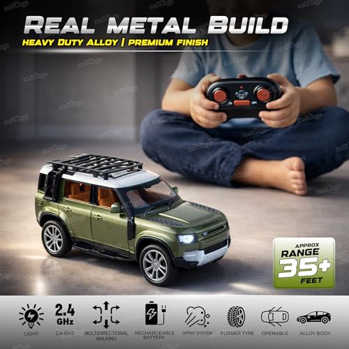 Image of Zest 4 Toyz Die Cast Remote Control Car Toy for Kids Die Cast Metal Car with Mist Spray Action Rechargeable Off Road RC Vehicle for Boys & Girls Age 3+ (Green)