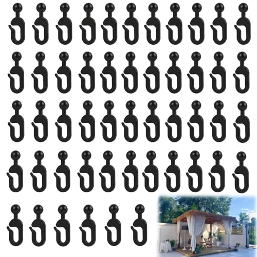50 Pcs Plastic Hooks for Mosquito Netting and Gazebo Curtains
