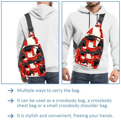Mochila cruzada de gatos estampada con correa ajustable unisex 3