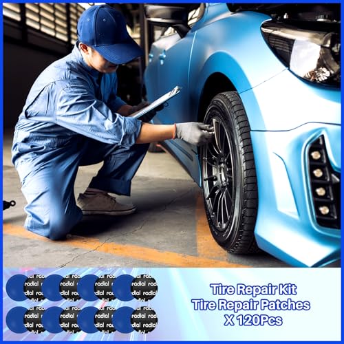 Image of Tallew 120 Pcs Heavy Duty Tire Patches Radial Patch Round Fast Repair Cold Tyre Puncture Repair Kit for Car Truck Motorcycle Automobile Bike Inner Tire (45 mm)