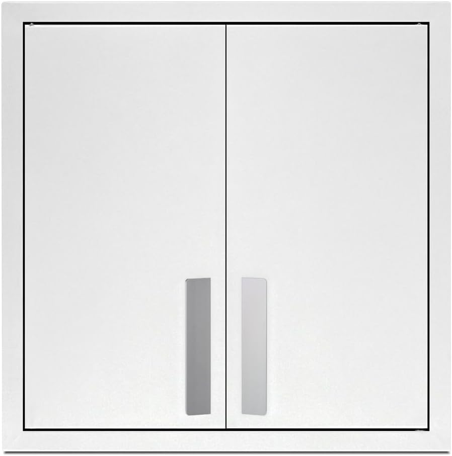 Summit Appliance CAB1818WHITE 18' Wide Wall Cabinet with Powder Coated Metal Construction in a White Finish with Two Shelves, French Doors, and Angled Steel Handles