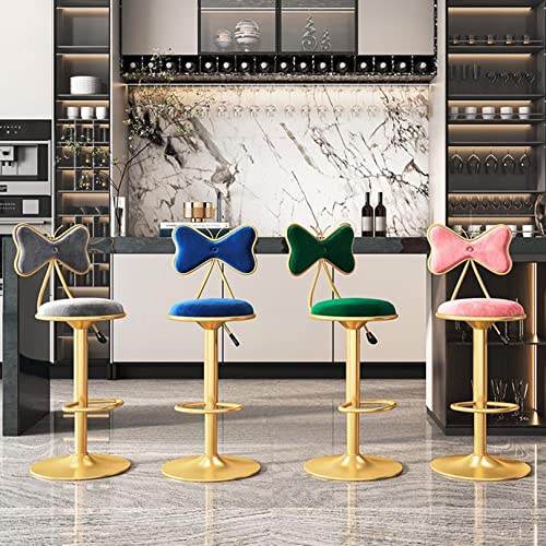 Tabourets de bar en velours rose avec dossier et hauteur réglable