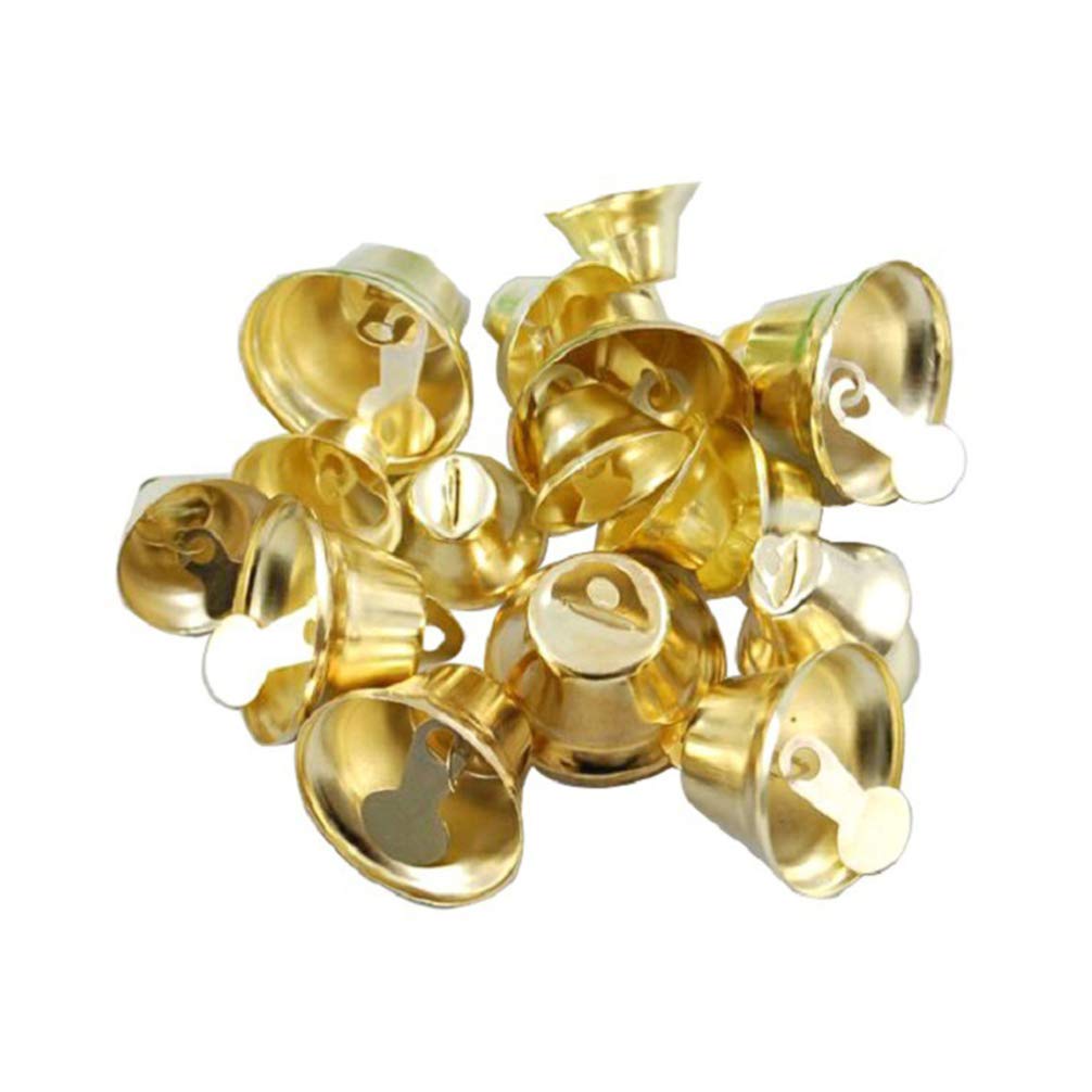 100pcs Gold Bells Christmas Jingle Bells Mini Craft Bells Vintage Brass Bells for Christmas Wind Chimes Making (Diameter 35mm)