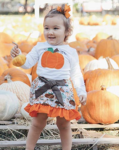 Unique Baby Girls 2 Piece Pumpkin Skirt Halloween & Thanksgiving Fall Outfit (6) #TOP3