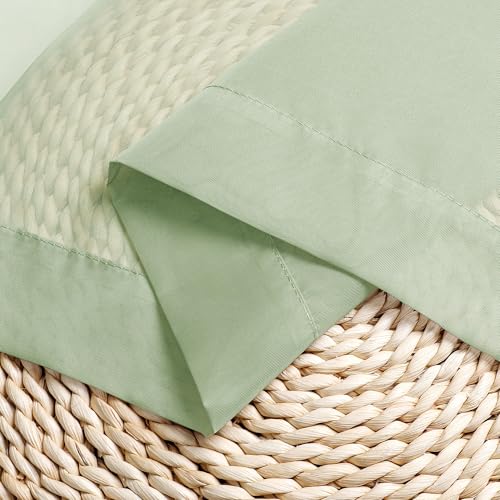 Image of Chyhomenyc Sheer Valances for Windows 2 Pack, Small Window Curtains for Living Room Bathroom Cafe Laundry Basement, Modern Top Dual Rod Pocket Voile Curtain, 42W x 18L inches, Light Green