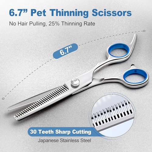 Miniatura 6 de Gimars 4cr Tijeras Peluqueria Canina 6 En 1 Tijeras Para Perros De Acero Inoxidable Con Punta Redonda De Seguridad, Peluqueria Canina Con Revestimiento De Titanio Resistente Para Perros, Gatos