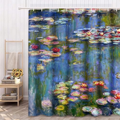 Rideau de douche anti-éclaboussures Monet en tissu grand format