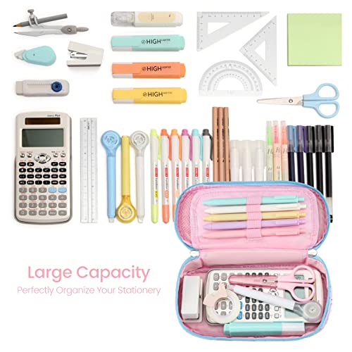 Image of Cambond Cute Pencil Case for Girls - Big Capacity Pencil Cases for Kids, Large Storage Pencil Pouch for School, Pencil Case Only, Purple Rainbow