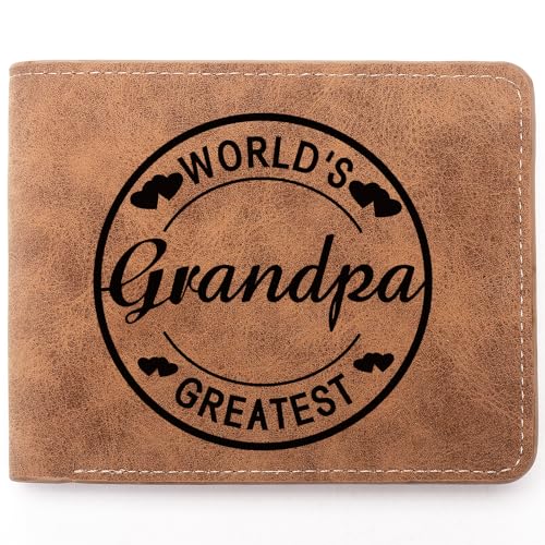 To My Grandpa Gifts,Leather Wallet for Men, Engraved Personalized Leather Wallet,Birthday Gift,Father's Day Gifts for Grandpa from Grandson Granddaughter (Greatest Grandpa)