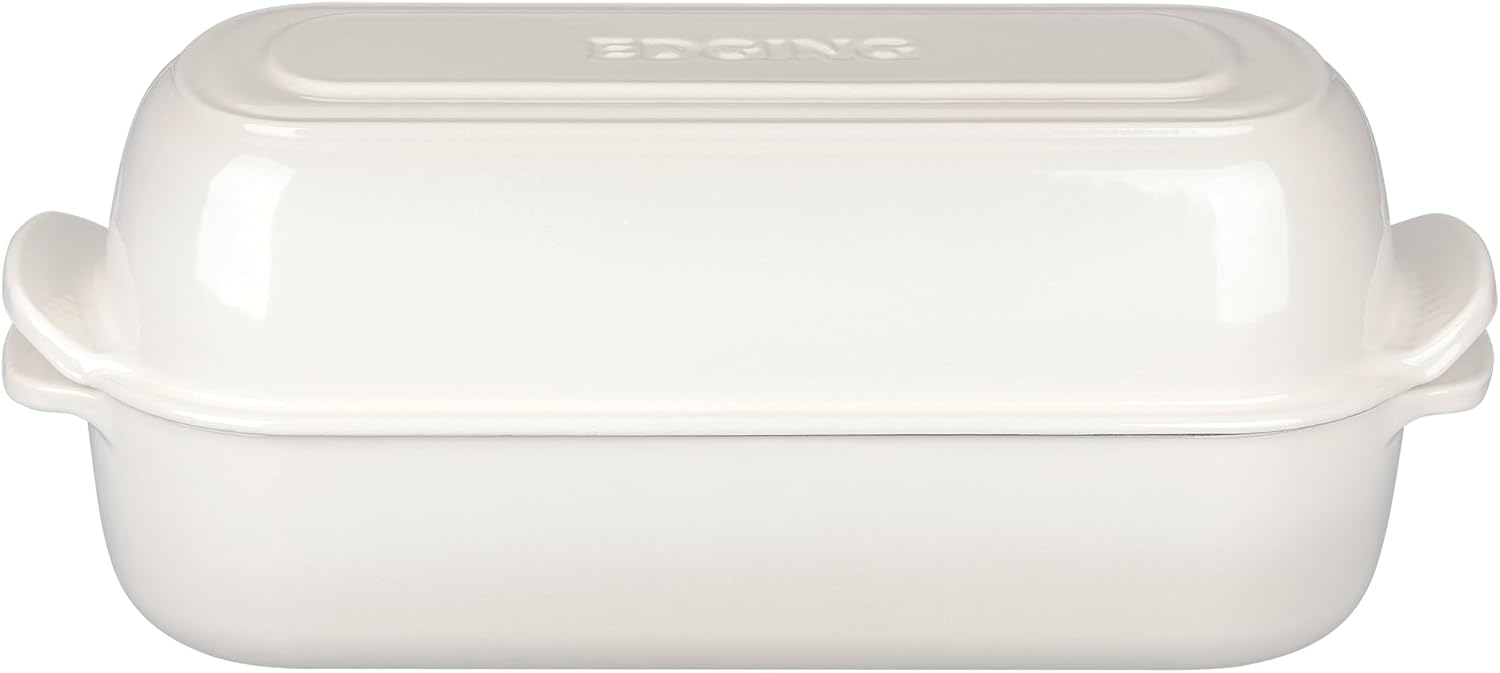 Enameled Cast Iron Loaf Pan with Lid, Bread pan, Dutch Oven Bread pan for Homemade Sourdough Bread Baking, 12.5x5.5 inch, 5qt, White - Image 6