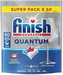 Finish Powerball Quantum, Detergente para Lava Louças em Tabletes, 60 Tabletes