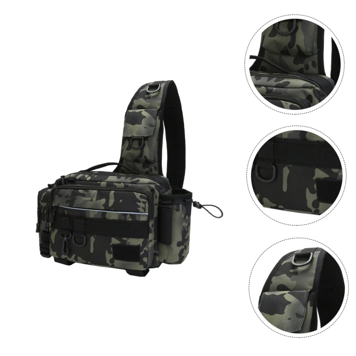 Garneck 1pezzi Borsa per Attrezzatura da Pesca Marsupio Multifunzionale Borsa Tracolla Resistente in Nylon Militare Cinghie Regolabili Adatto per Esterni e Pesca all Aperto