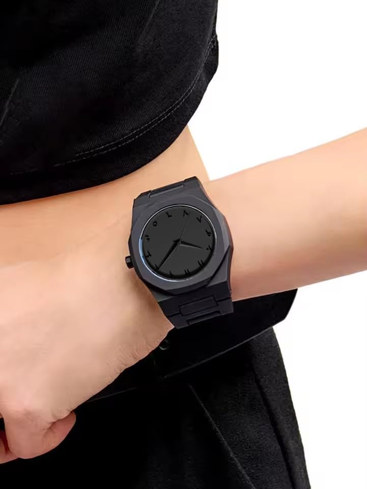 Image of Shocknshop Minimalist Creative Sketch Design Black Analog Plastic Chain Strap Wrist Watch for Men Boys -WCH375