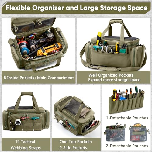 Image of Heavy Duty Tool Bag Organizer with Strong Magnets & Detachable Pouches, Tactical Tool Tote for Men, Multiple Pockets, Anti-Friction Bottom Utility Tool's Bag for Electrician,Mechanic
