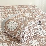 DOTBUY-SHOP Bettüberwurf Steppdecke, Marokkanischer Stil Tagesdecke Leichte Tagesdecken mit Präge Wohndecke aus Gesteppt Bettdecke für Einzelbett Doppelbett (Marokko 1 Braun,180x200cm)