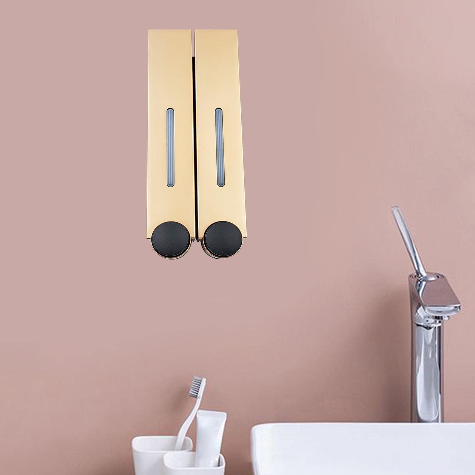 Amagogo Dispensador de Jabón Montado en Pared Plástico Recargable para Baño Cocina Escuela y Restaurante Adecuado para Distribuir Gel Champú Loción Siendo