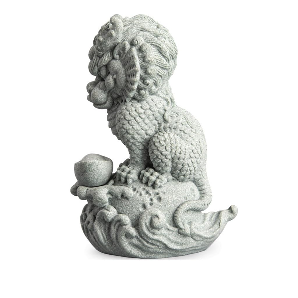 ENGENDER Kung Fu Tea Pet Green Sandstone Auspicious Beasts, Water Gods And To Attract Wealth, Home Desktop Decorations, Tea Tables, Pet Ornaments(C)