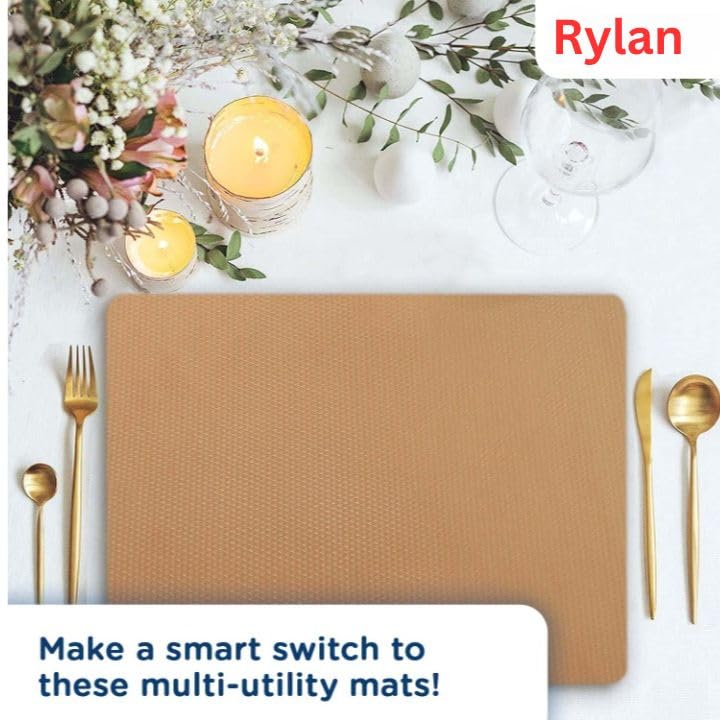 Image of Rylan (45 cm x 5 m) Multipurpose Anti-Slip Mat, Sheet for Fridge, Kitchens, Cupboard, Drawers, Shelf Liner | Super Strong EVA, Water Resistant (Diamond Texture, Beige)