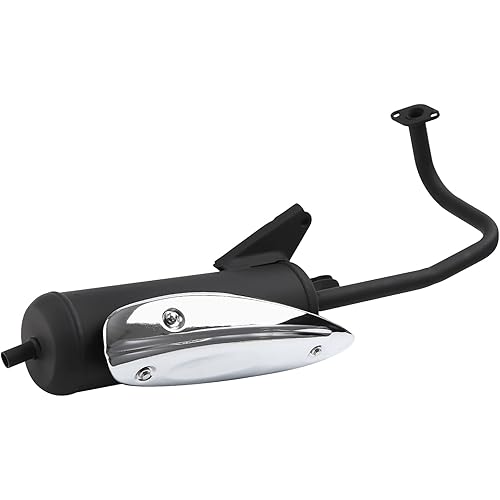 Mokuo GY6 50cc Exhaust Muffler Assembly Made of Heavy Iron Material Compatible with Chinese GY6 50cc 4-stroke Engine Scooter Mopeds Taotao ATM50