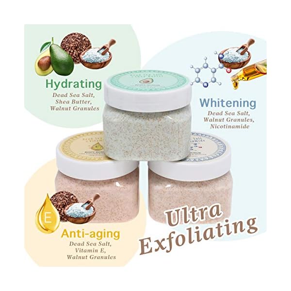 Ultra-Exfoliating-Cleanse-Body-Scrub-Gift-Set-3-Pack-Natural-Dead-Sea-Salt-Body-Scrub-Body-Scrub-Set-with-Free-Bonus-Wooden-Spoon Ultra Exfoliating & Cleanse Body Scrub Gift Set, 3 Pack Natural Dead Sea Salt Body Scrub, Body Scrub Set with Free Bonus Wooden Spoon