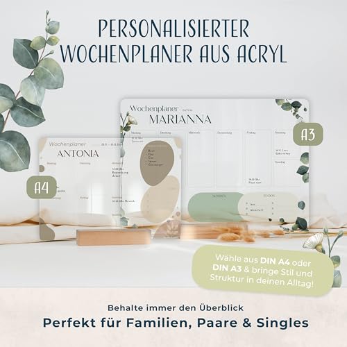 Wochenplaner Amari Personalisierter Acryl Kalender für Familien