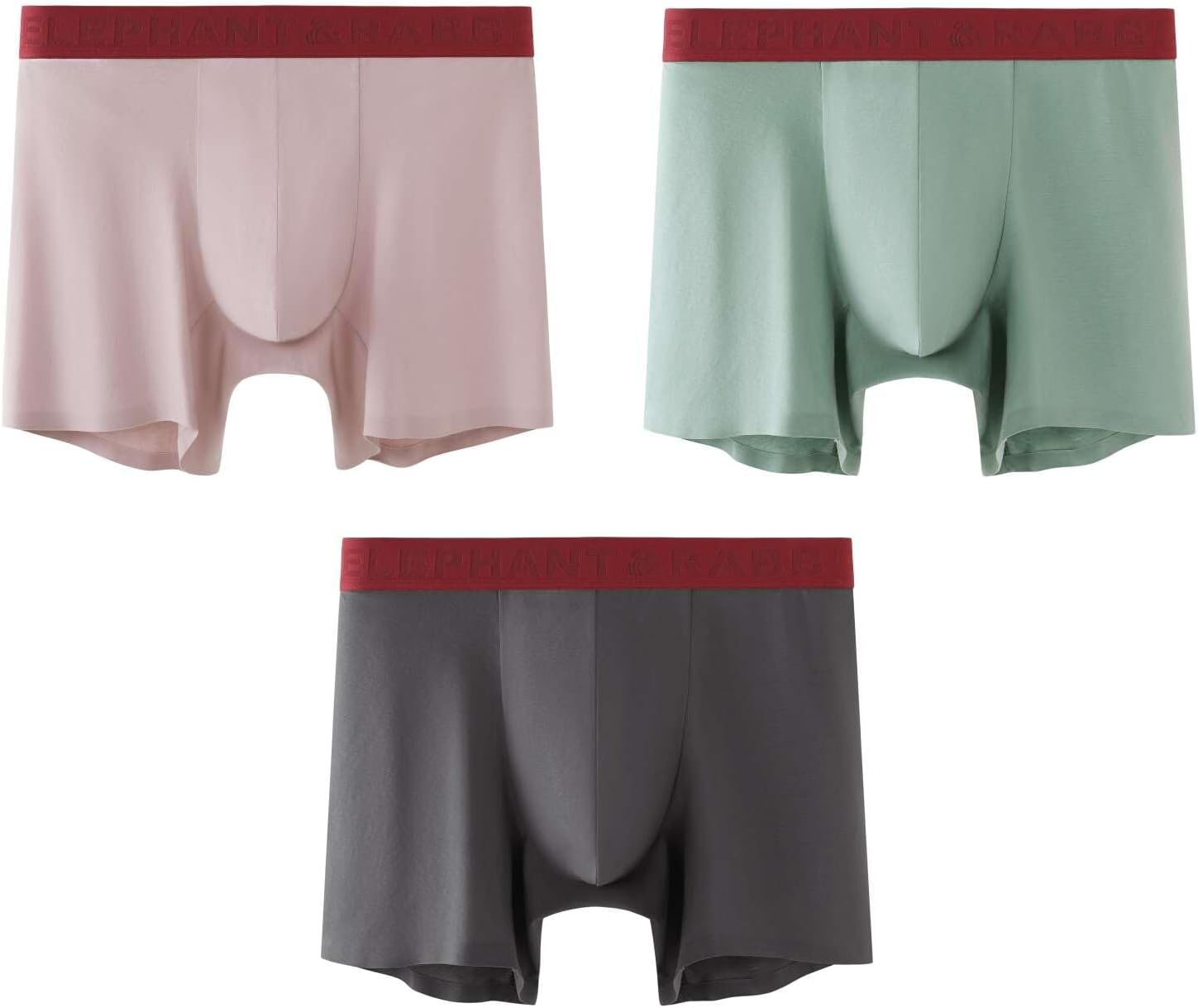 ELEPHANT&RABBIT 80S Ultra-Lightweight High Thread Count Cotton Men's Underwear Briefs 3-Pack, 2.5" Extended Inseam