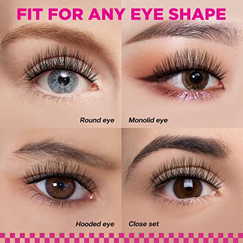 CALAILIS False Eyelash, Eye Makeup Lash 3D Faux Mink Fake Eyelash Long Natural Eyelashes 3 Pairs with 5g False Eyelash Glue (CS02) - Image 5