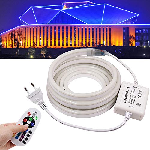 XUNATA 12 m flexibel RGB LED neonlicht + 24 toetsen, waterdicht, 220 V, SMD, 2835 LED-strip, heldere kabelkabels voor buiten