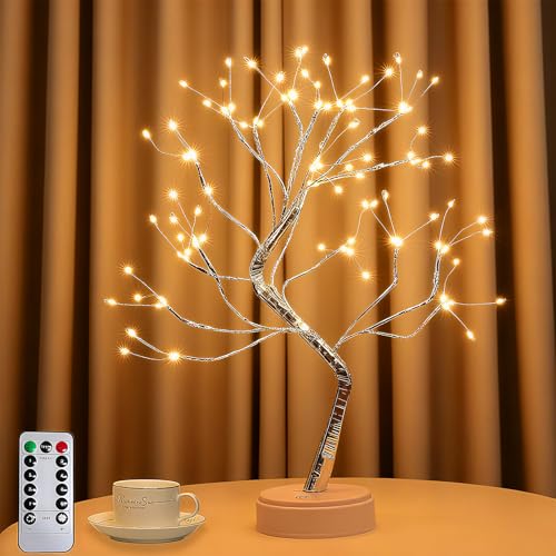 AONAT LED Lichterbaum mit 108 LEDs,8 Modi Dimmbar, USB/Batteriebetrieben,Warmweiß Baum Lampe mit Fernbedienung & Timer,Verstellbare Äste,Deko Lampe für Wohnzimmer Schlafzimmer Weihnachten,20Inch