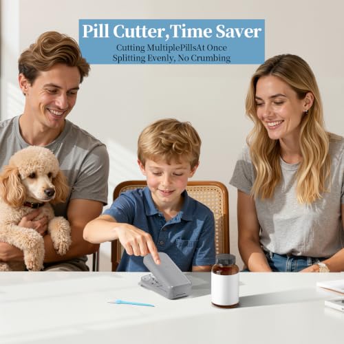 Image of Daviky Pill Cutter Splitter for Small & Tiny Pills, Dual Safety Blades | Adjustable Centering Slot, Precise 1 /2 1 /3 1 /4 Tablet Cutter, Built-in Storage, Portable & Senior-Friendly