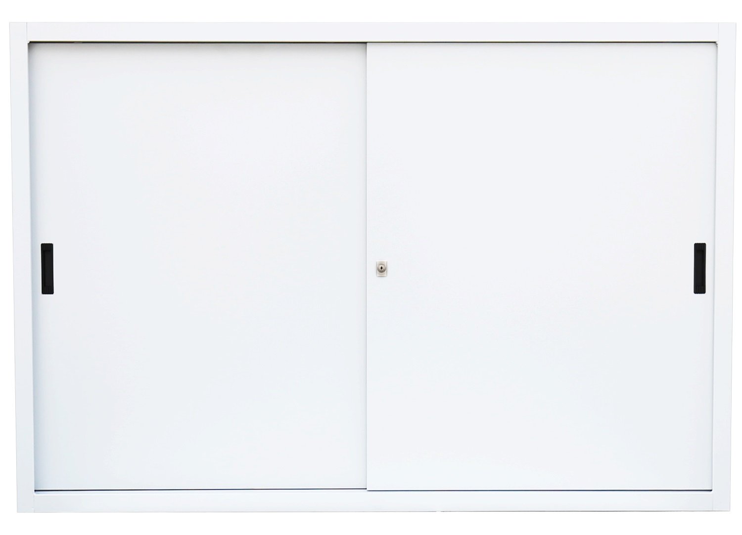 Schiebetürenschrank komplett montiert in Weiß 109x160x45cm (HxBxT) Schwebetürenschrank Büro Aktenschrank Sideboard 550157