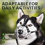 BRONZEDOG Hundemaulkorb Verstellbar Robustes PVC/Metalldrahtkorb für Große und Sehr Große Hunde mit Lederbändern Atmungsaktiv, Trinkfähig, Training, Verhindert Beißen (Husky & Doberman, Edelstahl)