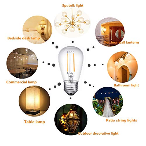 Svater 15 Pack S14 Replacement Bulb For Outdoor String Light,Dimmable 2W Led Plastic,Vintage Edison Lightbulb,Warm White 2700K, E26 Base,Ip65 Waterproof #TOP3