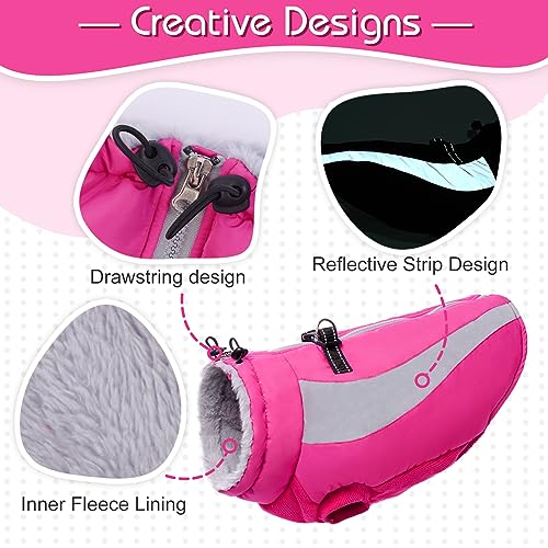 Kuoser Extras Wärme Hundemantel - Winddicht, Reflektierend, Wasserdicht für Große Hunde - Moden Winterjacke Rosa XXL
