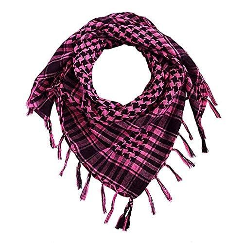 w+ Fashions Men's Pure Cotton Arab Shemagh Neck Wrap Arafat Keffiyah Desert Army Wear Head Scarf Stole (Pink)-picture-11