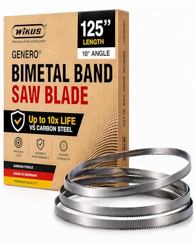 125" x 1 1/4" Sawmill Bandsaw Blade - Band Saw Wood Cutting Tools - Resharpenable Bi Metal Bandsaw with 10° Precision - Portable Band Saw Blades for Sawmill, 1.15 TPI, 0.042'' Thick, Woodworking Tools