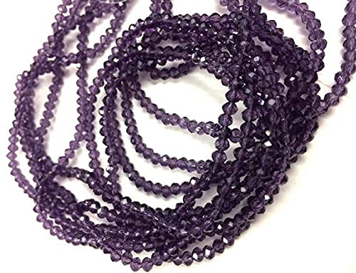 LKBEADS Ametyst fasetowane okrągłe szklane koraliki, kamień kwarcowy, szklany kamień, szklane fasetowane okrągłe koraliki, agat luźny kamień szlachetny, koraliki agatowe 3-4 mm sznur 33 cm