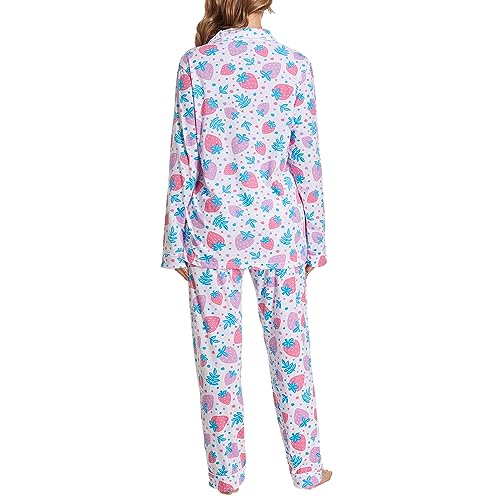 Image of Tugege Pajamas Set Long Sleeve Sleepwear Womens Button Down Nightwear Pj Sets