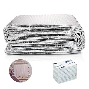 Isolatiefolie, isolatiefolie, 0,6 x 5m, 3 mm dikke thermofolie voor ramen, dubbele blaasisolatie, thermofolie, radiatorfolie, reflectiefolie, aluminium luchtkussenfolie, isolatie, radiator voor
