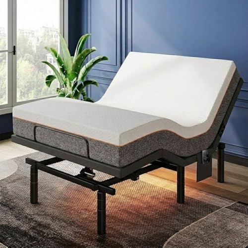 Image of Pipishell Queen Adjustable Bed with 10 Inch Mattress, Smart Electric Bed with Head and Foot Incline, Zero Gravity Bed Frame, Wireless Remote, 4 USB Ports, LED Night Light