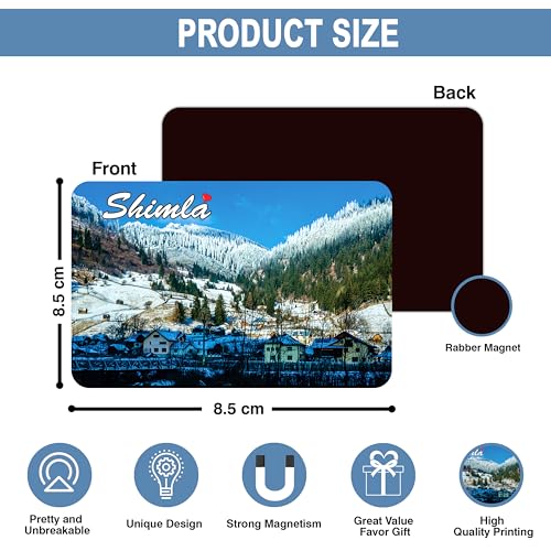 Image of Elegant Fridge Magnet with Themes |Rectangular Size Refrigerator Magnet with Magnetic Rubber Back | Pack of 1, 8.6cm X 5.4cm (Shimla - Design 2)