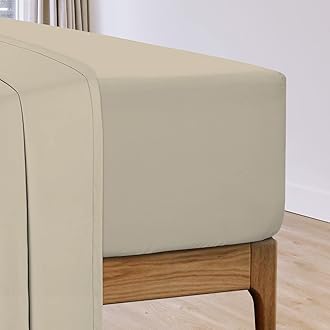 Cotton Simply Taupe Percale Double Fitted Sheet 1 Pc Only, 100% Long Staple Cotton Percale Fitted Sheet Double 140x200 Plain Weave 40 cm Deep Pocket Fitted Sheet (Simply Taupe Fitted Sheets) Pizuna