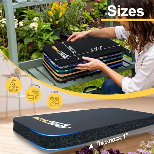 Image of MELOTOUGH Garden Kneeling Pad, 1 inch Thick Soft NBR Foam Kneeling Pads for Gardening, Cleaning, Work - Lightweight & Comfortable, 15.75 inchx7.2 inch (Black)