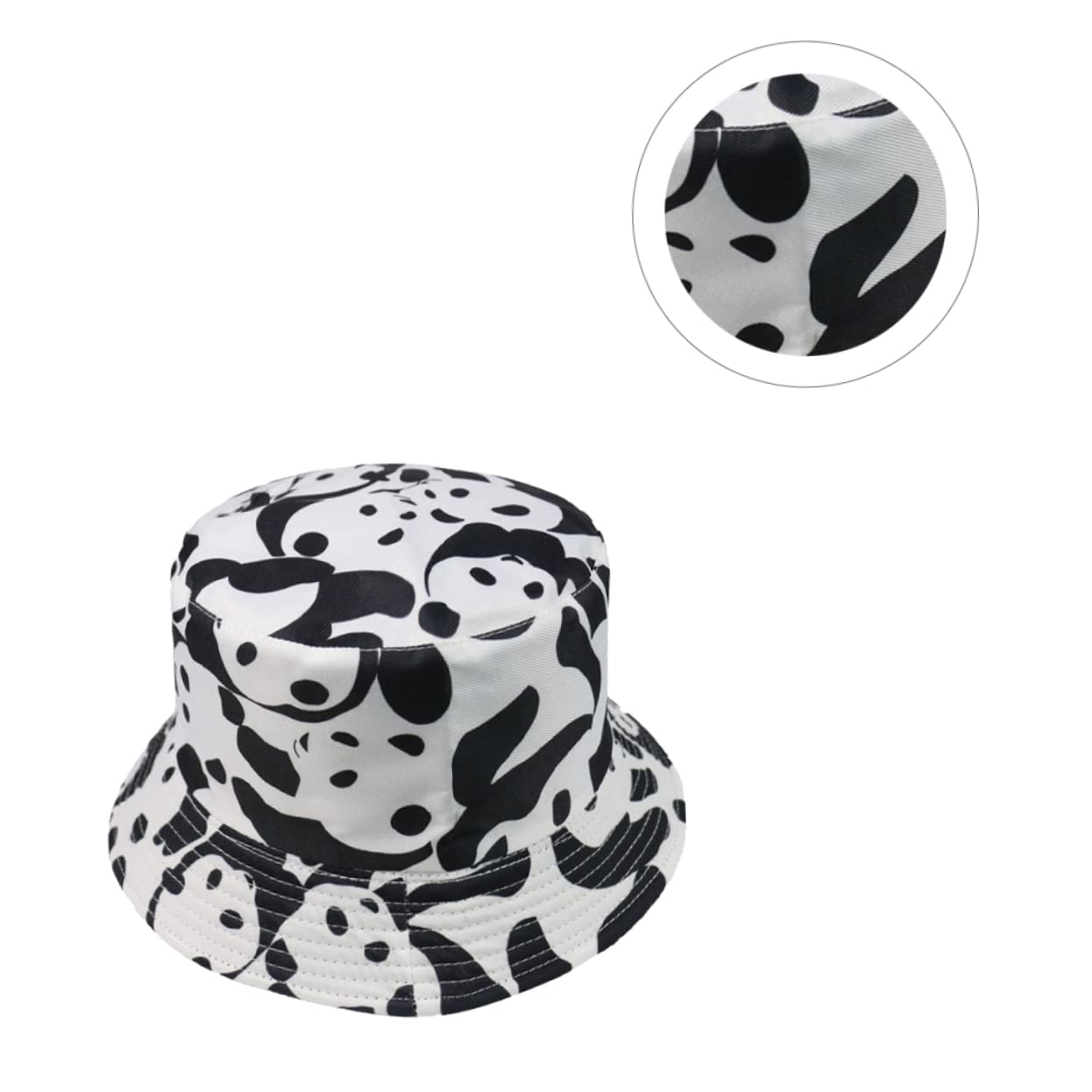 SHERCHPRY 3pezzi Cappello Secchiello Unisex Due Lati con Stampa Panda Cappello da Pescatore Estivo con Visiera Larga per Adulti Traspirante e Fashion per attività all Aperto Stile Panda